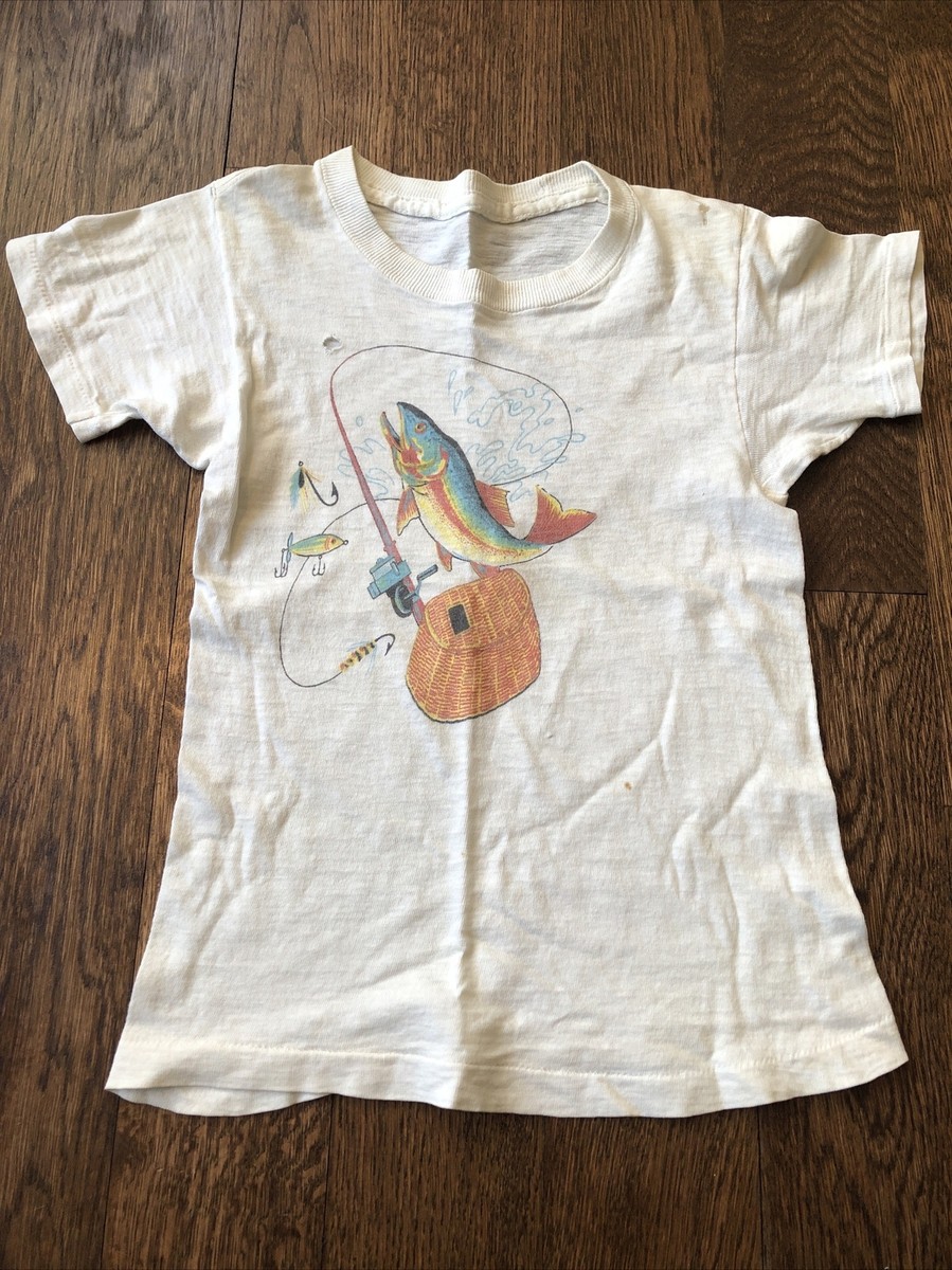 Vintage 1950's Fly Fishing Kids Shirt Cotton 50's Print | eBay