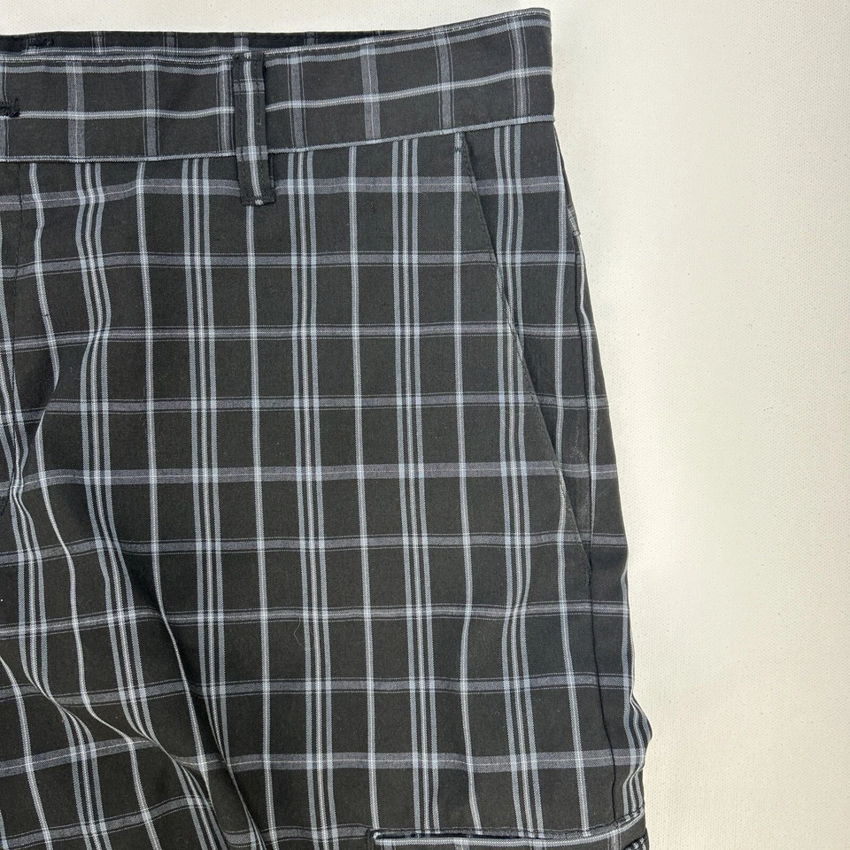 Pantalones Cortos de Carga Adidas Poliéster/Spandex Cremallera Frontal Plano Talla 34 Negro A Cuadros Foto 3 de 4