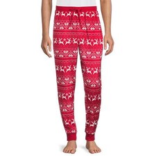 George Men's Print Knit Sleep Joggers, Size S 28-30 Color Red