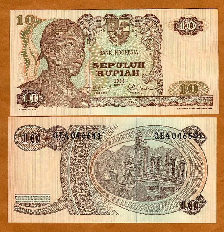 Indonesia, 10 Rupiah, 1968, P-105, UNC General Sudirman