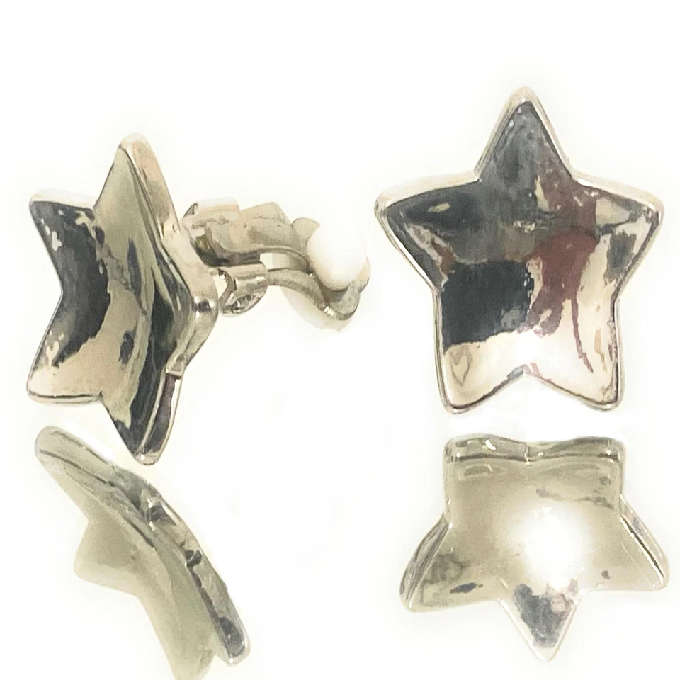 Orecchini a stella da donna argento piccoli leggeri con clips da lobo - Immagine 3 di 4