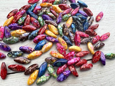 20 Stück Acryl Perlen Acrylperlen Nuggets sprühlackiert bunter Mix 