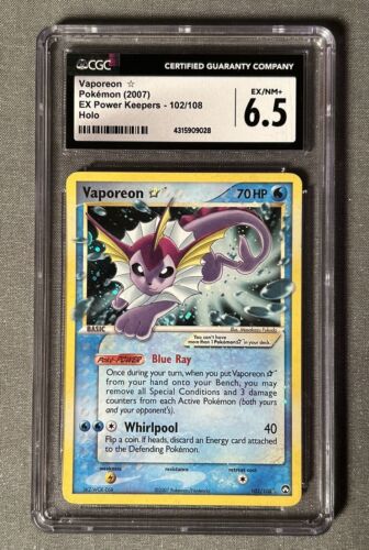 2007 Pokemon EX Power Keepers Holo Vaporeon Gold Star #102/108 CGC 6.5 - Picture 1 of 2