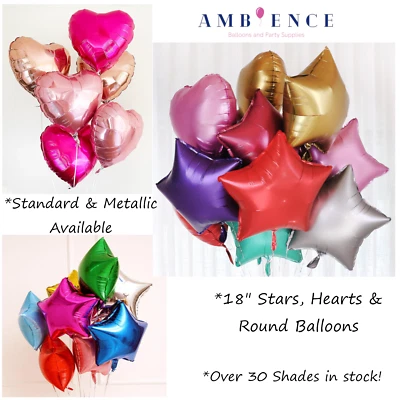 AMBIENCE 18" Star Heart Round Balloons HELIUM / AIR Wedding Birthday Party Foil Balloon