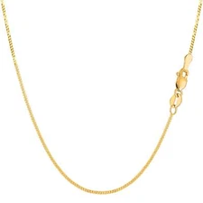 14k Yellow Real Gold Gourmette Chain Necklace, 1.0mm, 16"