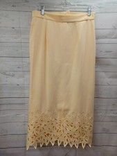 Proverbs Skirt Long Skirt Pastel Yellow Embroidery Cut Out Sz 10