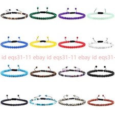 6mm Assorted Natural Gemstone Round Beads Handmade Braid Bracelet Reiki Chakra
