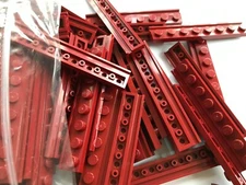 LEGO-NEW--#4510-DARK RED-PLATE MODIFIED 1 X 8 W/ DOOR RAIL-10 PIECES