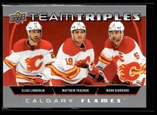 2021-22 Upper Deck Team Triples Silver Elias Lindholm / Matthew Tkachuk / Mark