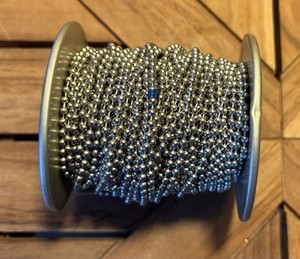 Vintage Beaded Ball Chain On Spool USA Made Nickel Plated Steel 102 Ft UNUSED