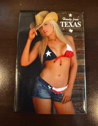 Howdy From Texas - Lone Star State Bikini Girl Magnet 3x2