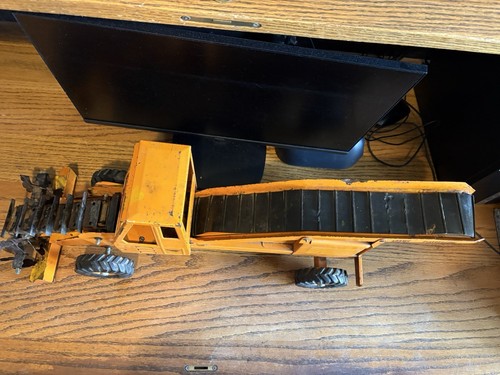 VTG 1950'S NYLINT HUGE PRESSED STEEL J.D. ADAMS ORANGE TRAVELOADER TRUCK ORIGINA - Picture 10 of 12