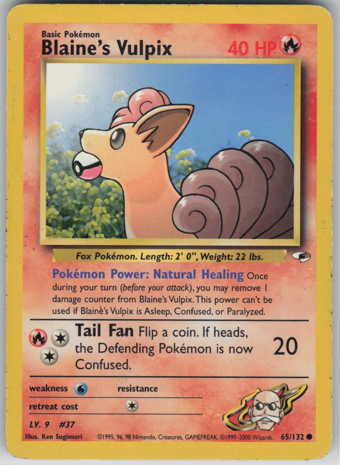 MP Blaine's Vulpix 65/132 Common Gym Heroes Pokemon 2000