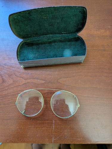 Antique Clip on Glasses With Case