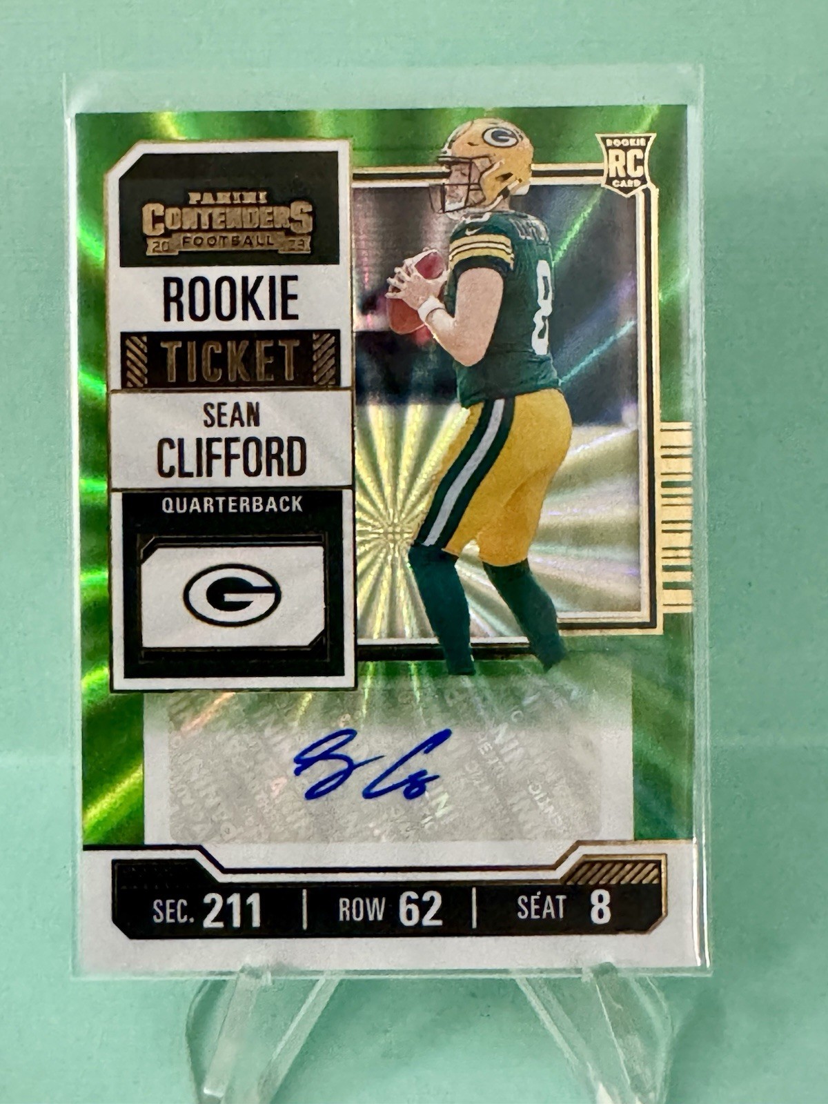 Sean Clifford Panini Contenders Optic #132 Autograph Green Pulsar