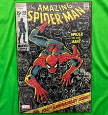 Silver Buffalo Marvel Comics THE AMAZING SPIDER-MAN #100 Covers Wood Wall Art