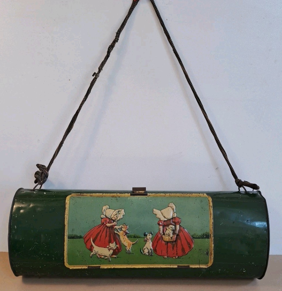 Lithographeated sheet metal box botanist plant specimen storage bag 1920 Germany