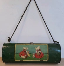 Lithographeated sheet metal box botanist plant specimen storage bag 1920 Germany