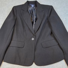 Evan-Picone Womens Black Single Button Blazer Professional Suit Jacket Size 14