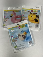 Set of 3 Intex Animal Split Swim Rings Flamingo Lazy Sloth BumbleBee 3-6 Yr.