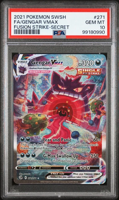 2021 POKEMON SWORD & SHIELD FUSION STRIKE SECRET FULL ART/GENGAR VMAX PSA 10