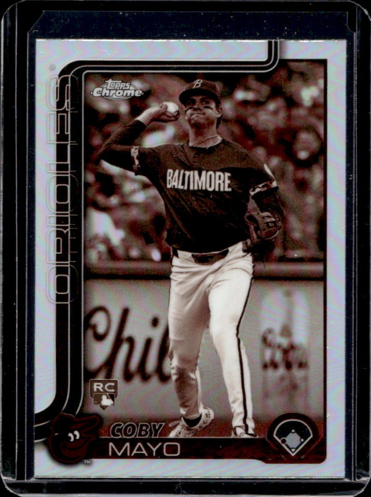 2025 Topps Chrome Coby Mayo RC Sepia Refractor Rookie #120 Orioles