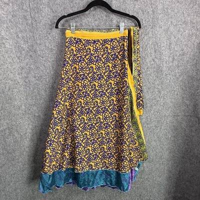 Darn Good Yarn Reversible Wrap Skirt Women's XL 14-20 Ankle Length Handmade