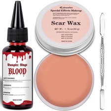 3Pcs Scar Wax Fake Blood SFX Makeup Kit with Spatula Tool Halloween Prosthetic