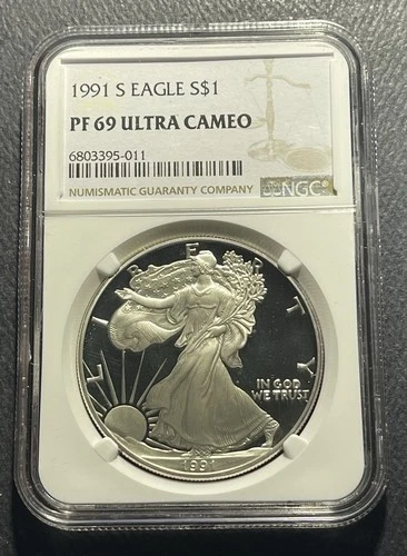 American Silver Eagle 1991S Ounce Silver Coin: NGC PF 69 Ultra Cameo-BSTK0424-19
