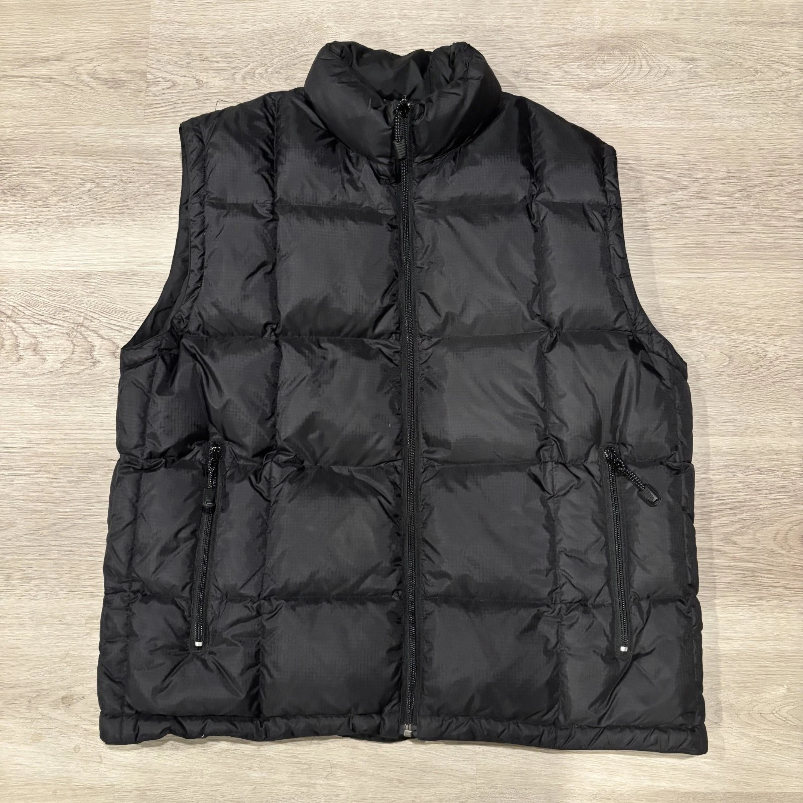 Vintage Gap Vest Mens Large Black Down Puffer Ripstop Quilted Full Zip Preppy
