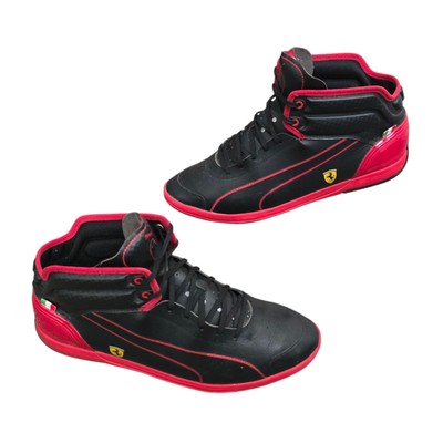 Puma Ferrari Driving Racing Shoes High Top Black Red Mens US