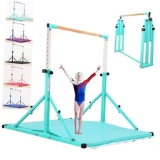 4FT/Gymnastic Bar Set Gymnastics Horizontal Bar 5FT Teal Bar With Mat