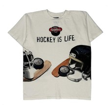 Hockey Big Ball Sports Single Stitch T-Shirt - Large White Cotton