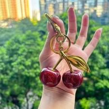 Crystal Cherry Charm Keychain for Women Cute Handbag Pendant Purse Bag Accessory