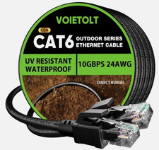 Cat 6 Outdoor Ethernet Cable 75 ft, 24AWG 10Gbps Cat6 Cable Cord Waterproof UV
