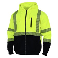 High Visibility ANSI Class 3 Reflective Safety Fleece Sweatshirt Hoodie for M...