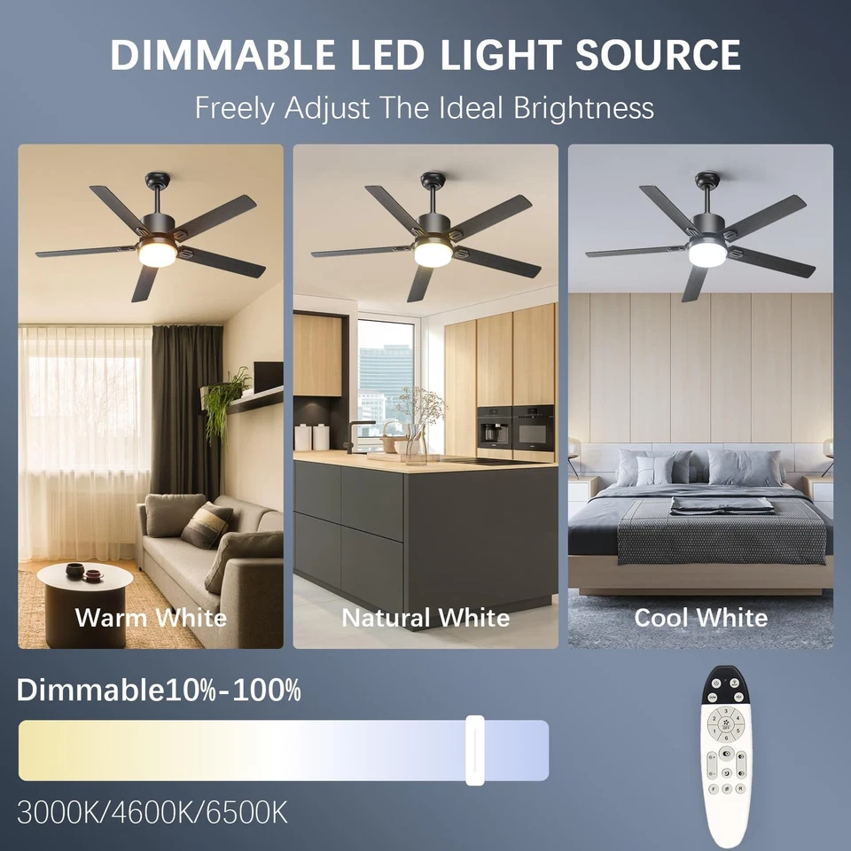 Ceiling Fans with Lights - Outdoor Ceiling Fan with Remote - APP Control,42 I... - Image 2 of 4