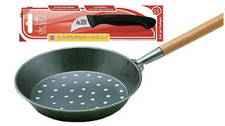Padella Castagne Caldarrostiera Forata con Manico in Legno Cuoci Caldarroste 26