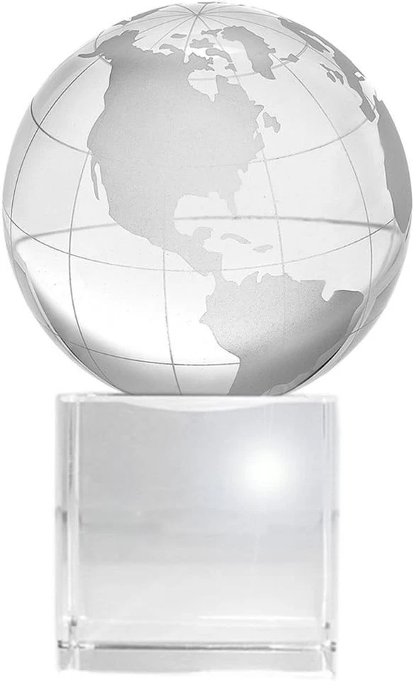 Elegante globo terráqueo de cristal de 2,2 pulgadas sobre base de vidrio grabable - 3,75 pulgadas de alto Foto 3 de 4