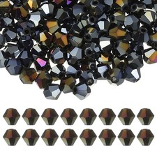 6mm Bicone Crystal Beads, 200 Pcs Glass Faceted Spacer Bead, Dark Black