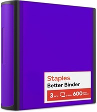 Staples Better 3-Inch D-Ring Binder, Purple   Heavy-Duty 3-Ring Binder for Sch
