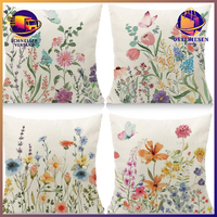 Kissenbezug 45X45 Cm Dekorativ Bunte Blumen Schmetterlinge FüR Garten Sofa