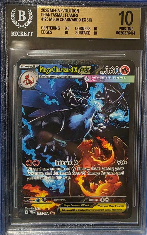 2025 Phantasmal Flames #125 Mega Charizard X EX SIR BGS 10 Pristine