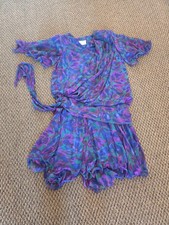 VTG Spencer Alexis Sz 12 Purple Dress / Romper 1980's Abstract