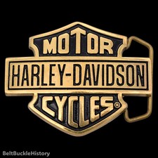 Harley Davidson Motorcycle Shield Solid Brass Vintage Belt Buckle by BBB Baron