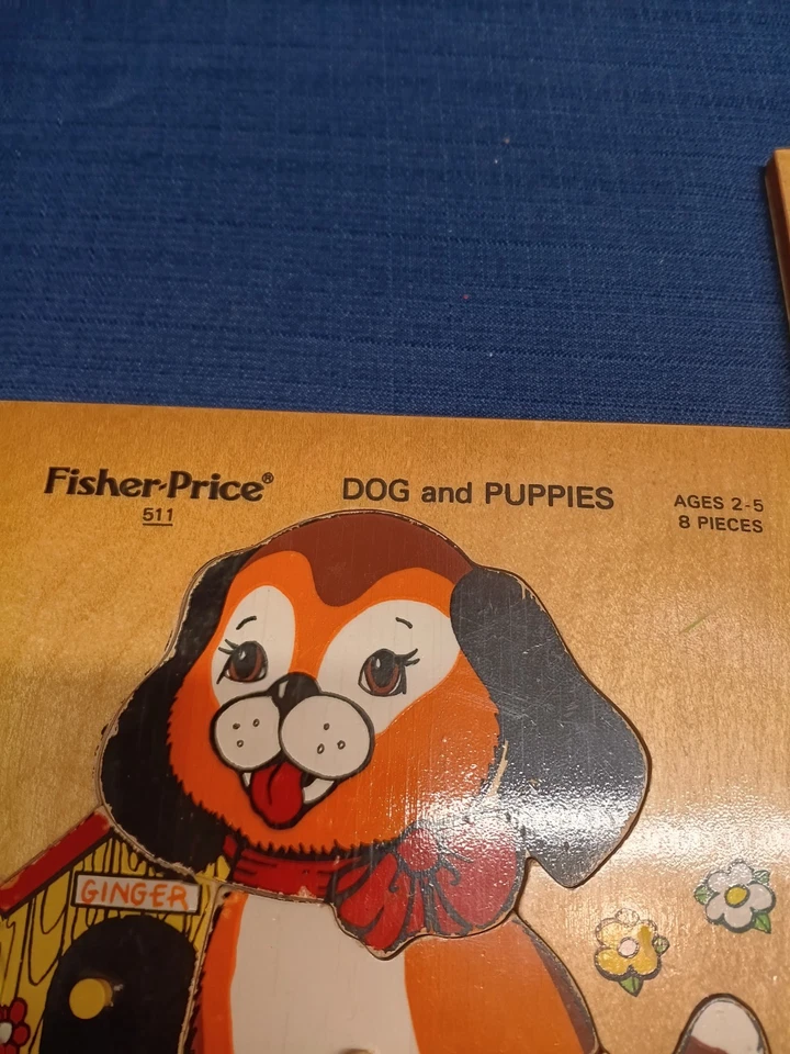 Vintage Lot Wooden Fisher-Price 511 Dog & Puppies (70's) Age 2-5 Toddler Holland - Image 4 of 4