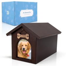 Dog Urns for Ashes, Pet Memory Box Keepsake with Photo Display and Dog Tag Ho...