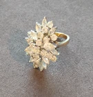 Vintage Beautiful White Gemstone Cluster 925 Sterling Silver Ring size 6