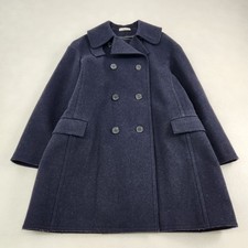 CELINE Pea Coat Phoebe Philo Era Long Length Leather Panel Dark Navy W5038