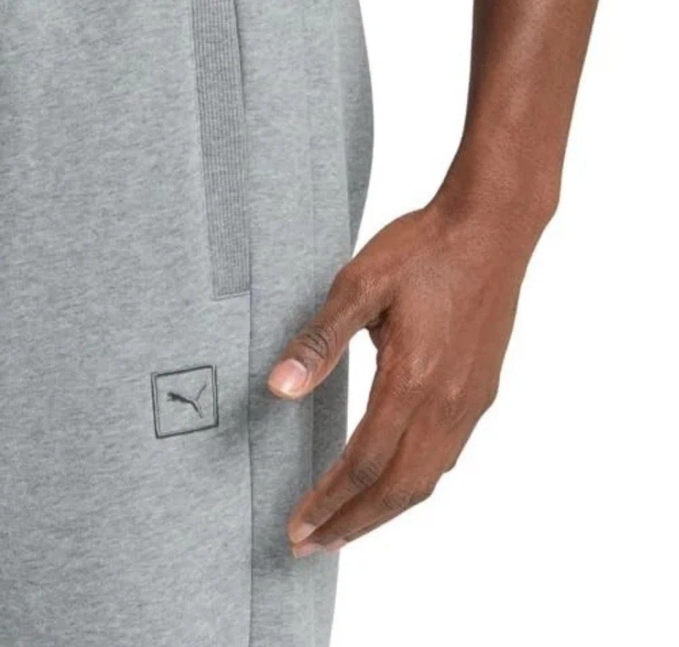 NEW Puma Men's S Fleece Jogger Sweatpants Gray Cotton Blend G1611 thumbnail 3